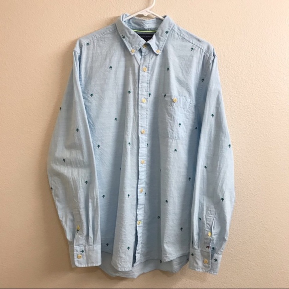 Men’s Tommy Hilfiger Embroidered Stitched Palm Tree All Over Printed Button Up